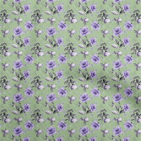 OneOone Georgette Viscose Green Fabric Floral Sewing Material Print