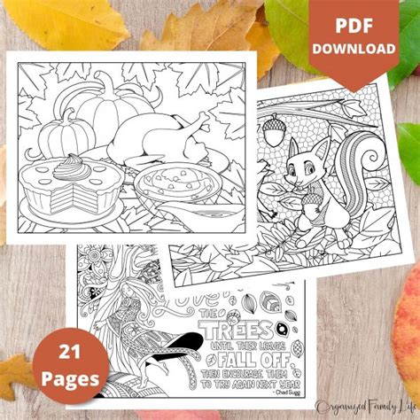 Fall And Thanksgiving Coloring Pages Instant Download Pdf Printable