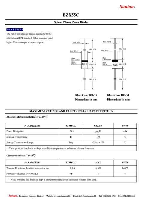 Bzx C Datasheet Pdf Silicon Planar Zener Diodes