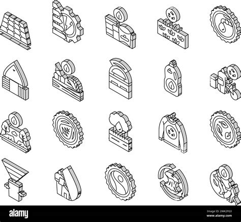 Green Life Nature Eco Isometric Icons Set Vector Stock Vector Image