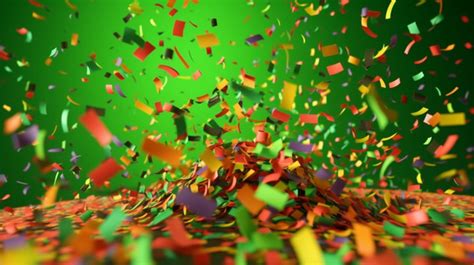 Vibrant Burst Of Confetti Against A Green Screen Background 3d Rendered