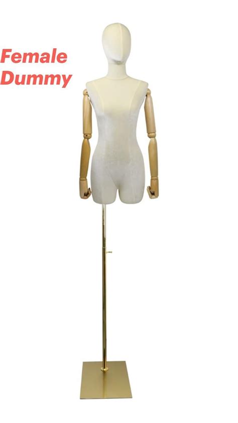 Female Dress Form Velvet Fabric Wrapped Mannequin With Wooden Arms