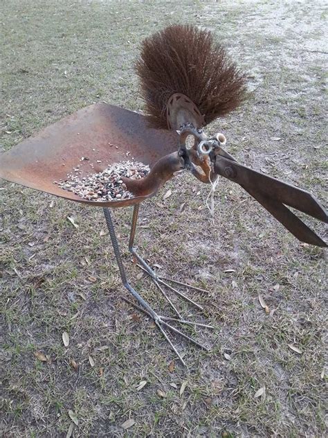 Big Haired Bird Bird Feeder Rusty Relics Metal Art Metal Art Diy