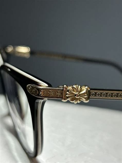 Chrome Hearts Chrome Hearts Giss Gold Cross Temple Glasses Blackgold