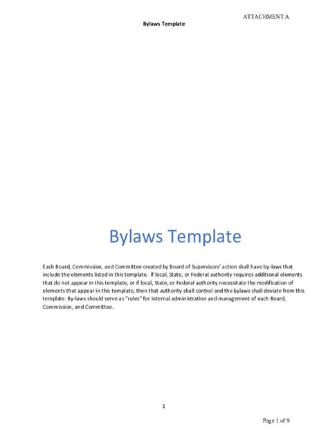 Fillable Online Policy Committee Bylaws Template Fax Email Print