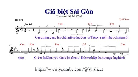 sheet Giã biệt Sài Gòn Tone nam YouTube