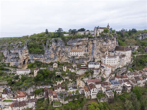 Aerial View of Beautiful Village Rocamadour in Lot Department ...