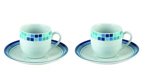 Tognana set 2 tazzine da caffè con piattino Metropol mosaico azzurro in