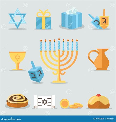 Ícones Lisos De Hanukkah Dos Feriados Judaicos Velas Do Menorah