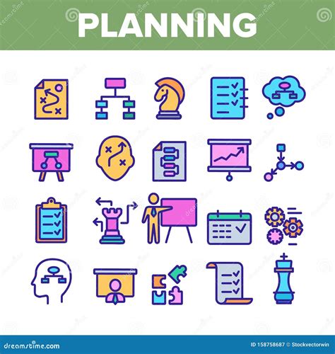 Planning Color Elements Vector Icons Set Stock Vector Illustration Of