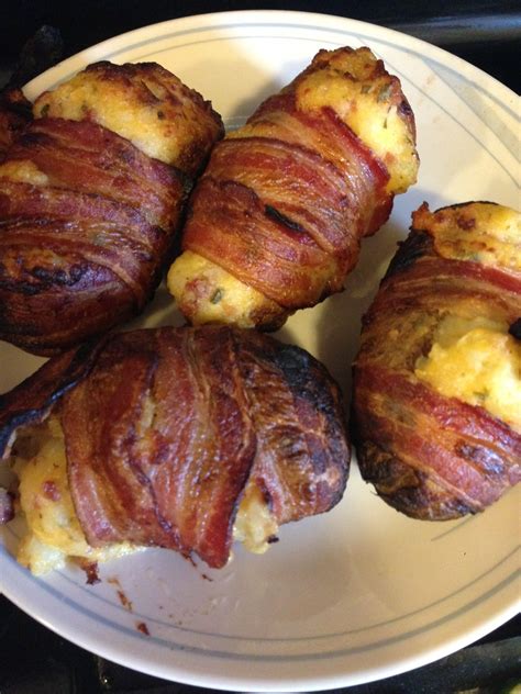 Twice Baked Bacon Wrapped Potatoes On The Grill Bake Potatoes In