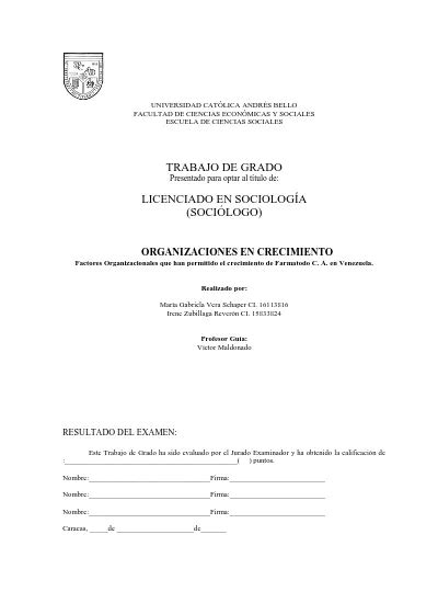 TRABAJO DE GRADO Presentado para optar al título de LICENCIADO EN