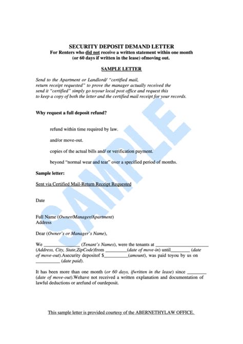 Security Deposit Demand Letter Template Collections