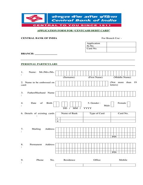 Create Fillable Cbi Atm Card Application Form And Keep Things Organized