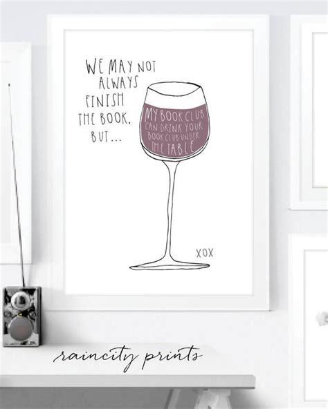 Book Club Wine Club Art Print. Funny Book Club Gift. My Book Club Can ...