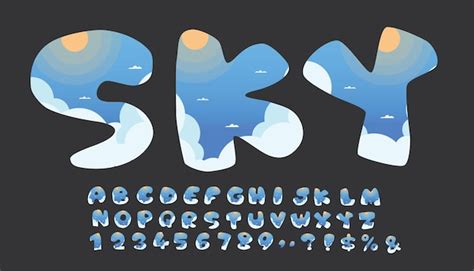 Premium Vector Alphabet Set Of Symbols In The Form Of Sky Clouds