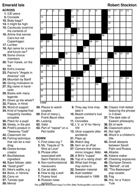 Crossword Puzzles Printable Medium Difficulty