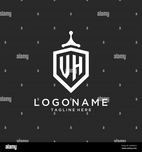 Vh Monogram Logo Initial With Shield Guard Shape Design Ideas Stock