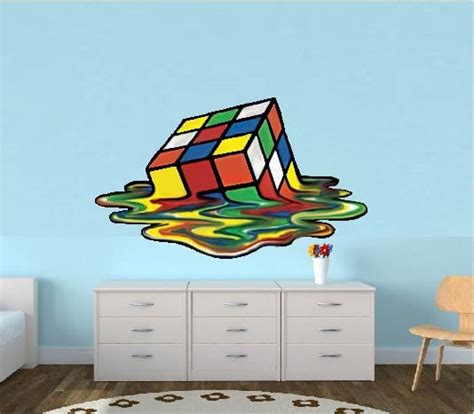 Rubik S Cube Wall Decal Melting Rubik S Cube Decal Etsy Wall Decals