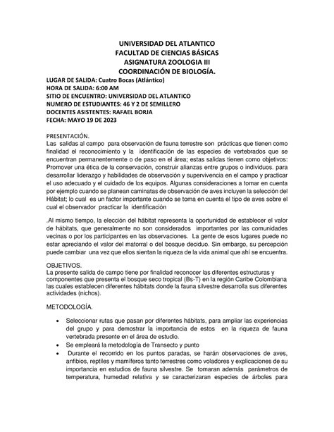 Universidad Del Atlantico Salida Cuuatro Bocas Universidad Del