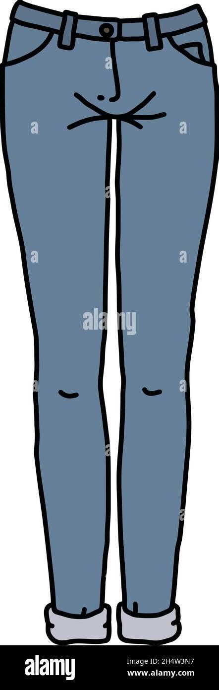 The vectorized hand drawing of a funny blue jeans Stock Vector Image ...