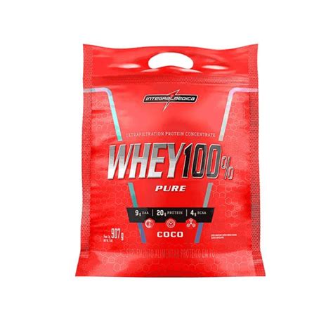 Saudáveis Whey 100 Pure Pouch 900g Coco 4 Integralmedica Whey 100