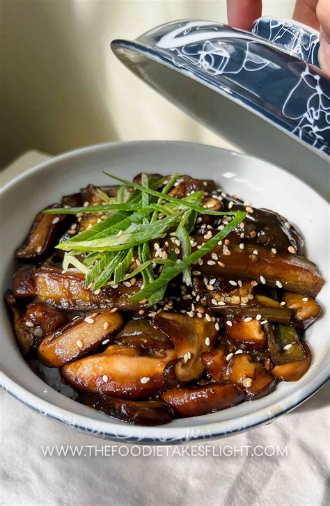 Teriyaki Eggplant And Mushroom Rice Bowl The Foodie Takes Flight