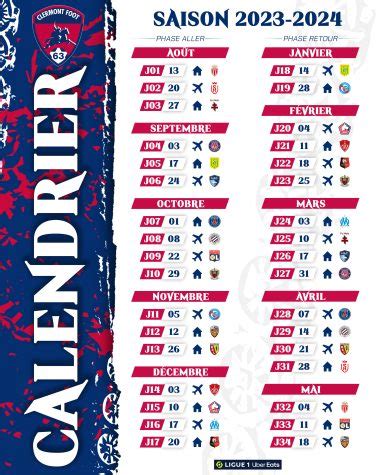 D Couvrez Le Calendrier Complet De La Saison Clermont Foot