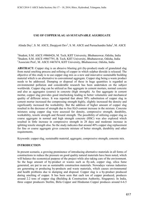Pdf Use Of Copper Slag As Sustainable Aggregate