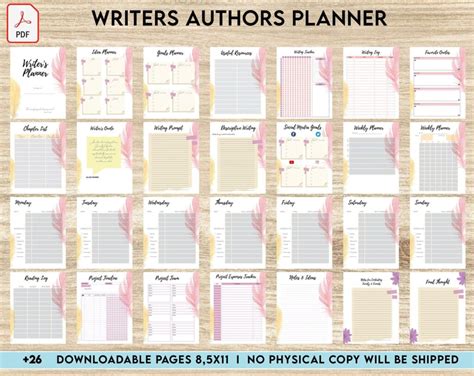 Writers Planner Author Planner Book Writing Planner Novel Planner