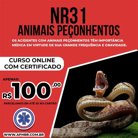 Curso Nr Animais Pe Onhentos Cobras Escorpi Es Aranhas