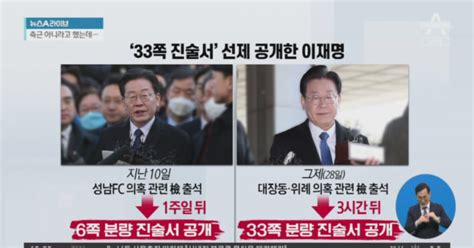 이재명 檢 출석 당일 ‘33쪽 진술서 공개