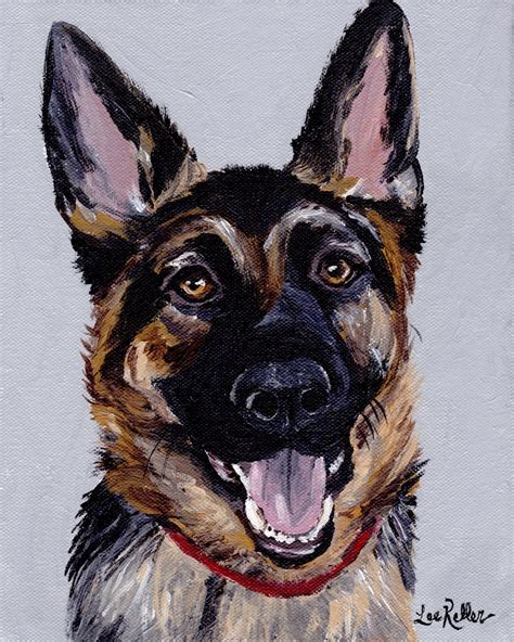 German Shepherd Art Print From Original German Shepherd Painting By