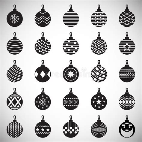 Iconos De Las Bolas Del Rbol De Navidad Fijados En El Fondo Blanco