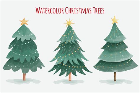 Watercolor Christmas Tree Collection 3675102 Vector Art At Vecteezy