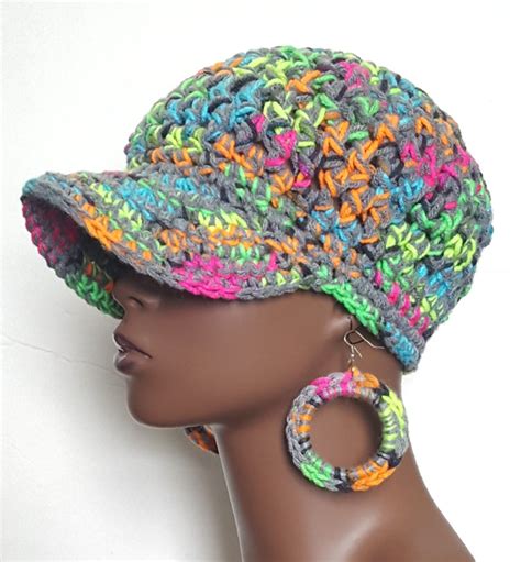 Chunky Crochet Baseball Cap With Earrings By Razonda Lee