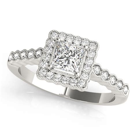 Princess Cut Halo Diamond Engagement Rings Monty Adams