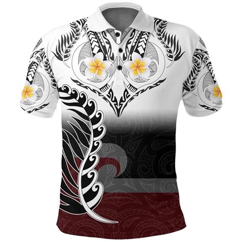 Aio Pride New Zealand Polo Shirt Aotearoa Maori Fern And Plumeria Tatt