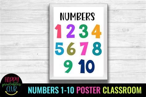 Numbers 1 10 Classroom Poster Kindergarten Numbers Poster