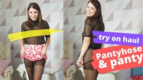 Shiny Pantyhose Try On Haul At Mini Skirt G String Haul Nylon Feet