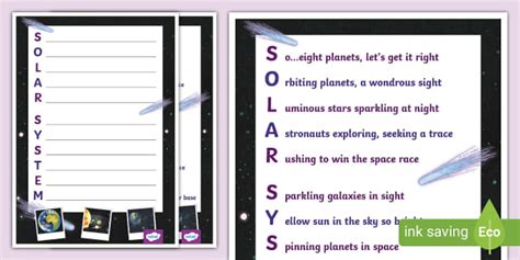 The Solar System Acrostic Poem Example Teacher Made