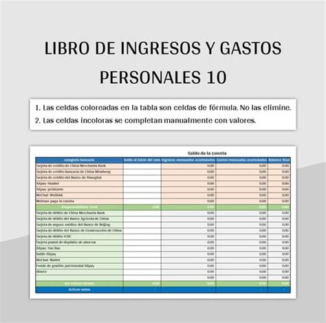 Plantilla De Formato Excel Libro De Ingresos Y Gastos Personales Y