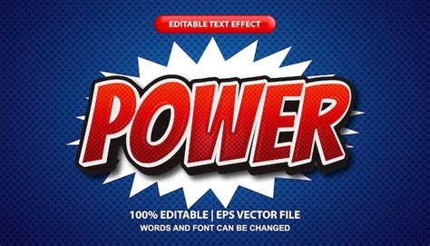 Power Text Bearbeitbare Texteffektvorlage Im Comic Stil Fette Schrift