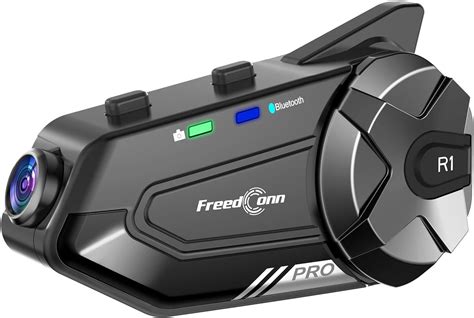 FreedConn Motorcycle Helmet Intercom 2K Camera Speaker Headset R1 Pro