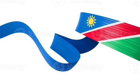 Free Waving Ribbon Or Banner With Flag Of Namibia Template For