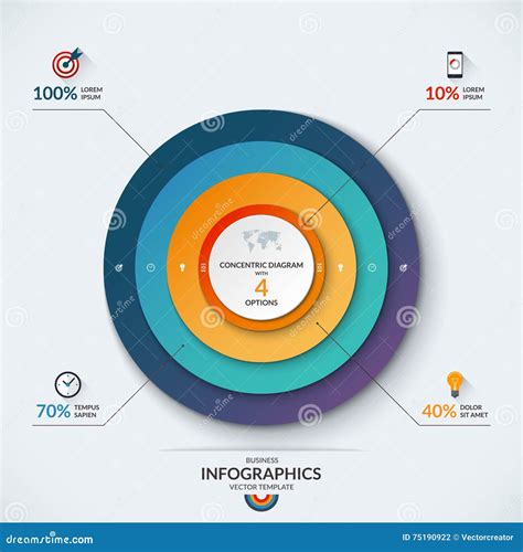 Calibre Concentrique De Diagramme D Infographic Avec 4 Options