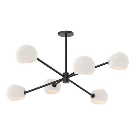 ALORA MOOD Willow 37 In 6 Light 60 Watt Matte Black Opal Matte Glass