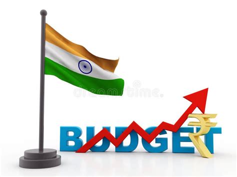 Budget India Concept Isolated In White Background Indian Budget 3d Render Stock Illustration