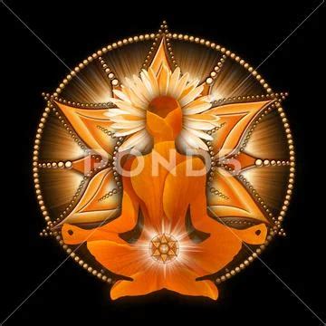 Sacral / Svadhisthana chakra meditation in yoga lotus pose.: Graphic ...