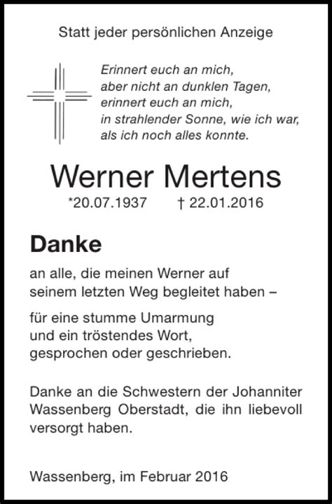 Traueranzeigen Von Werner Mertens Aachen Gedenkt